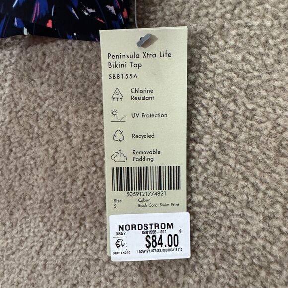 Sweaty Betty Peninsula Xtra Life Bikini Top Sz Small Black‎ Coral Cross-Back NEW - Picture 4 of 13